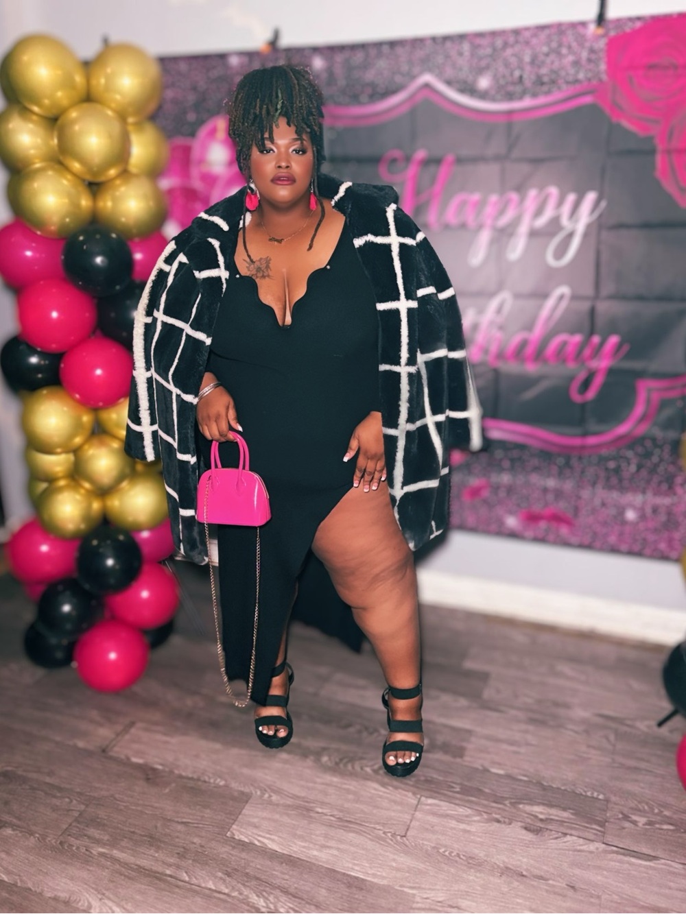 Black & White Windowpane Plus-Size Coatigan - Women Jackets & Coats